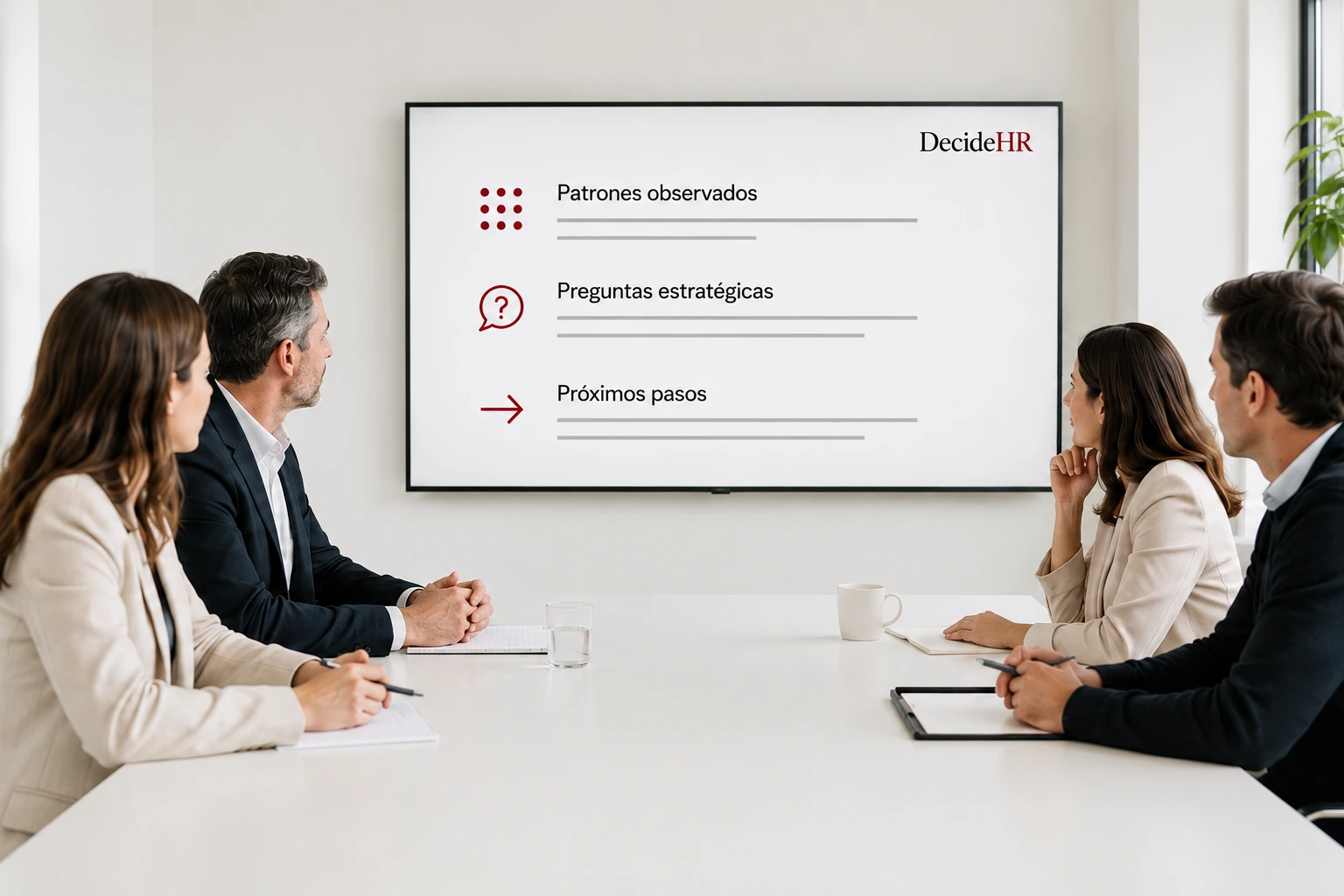 Equipo observando una lectura estratégica en pantalla